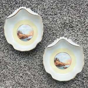Limoges Decore A La Main Trinket  Dishes- White and Gold